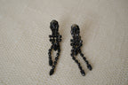 Black rhinestones dangle clip-on earrings