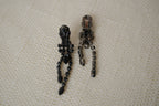 Black rhinestones dangle clip-on earrings
