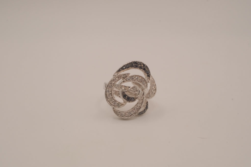 Openwork floral statement ring