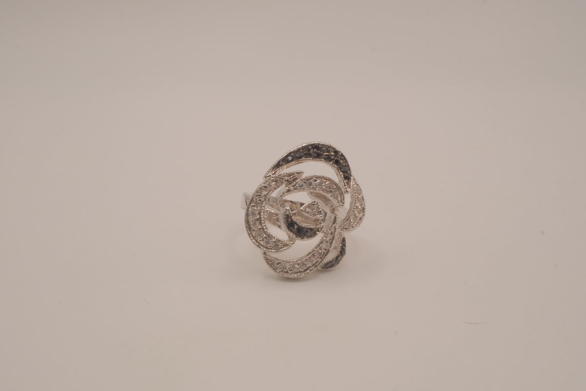 Openwork floral statement ring