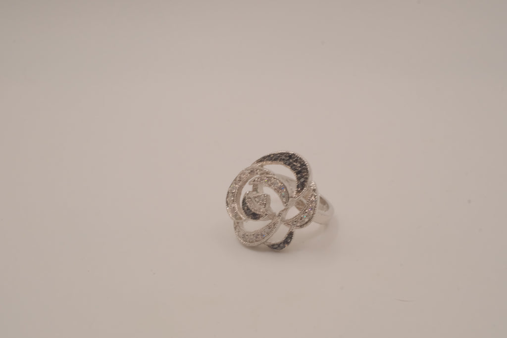Openwork floral statement ring
