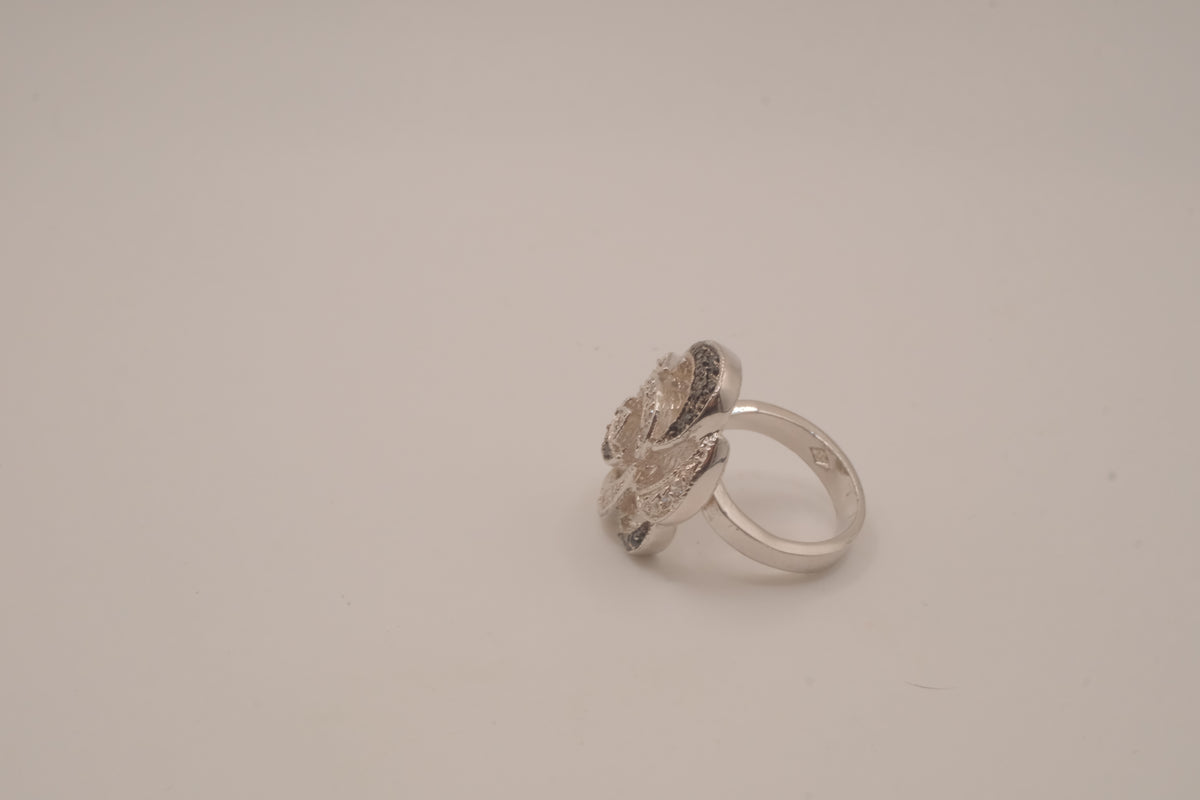 Openwork floral statement ring