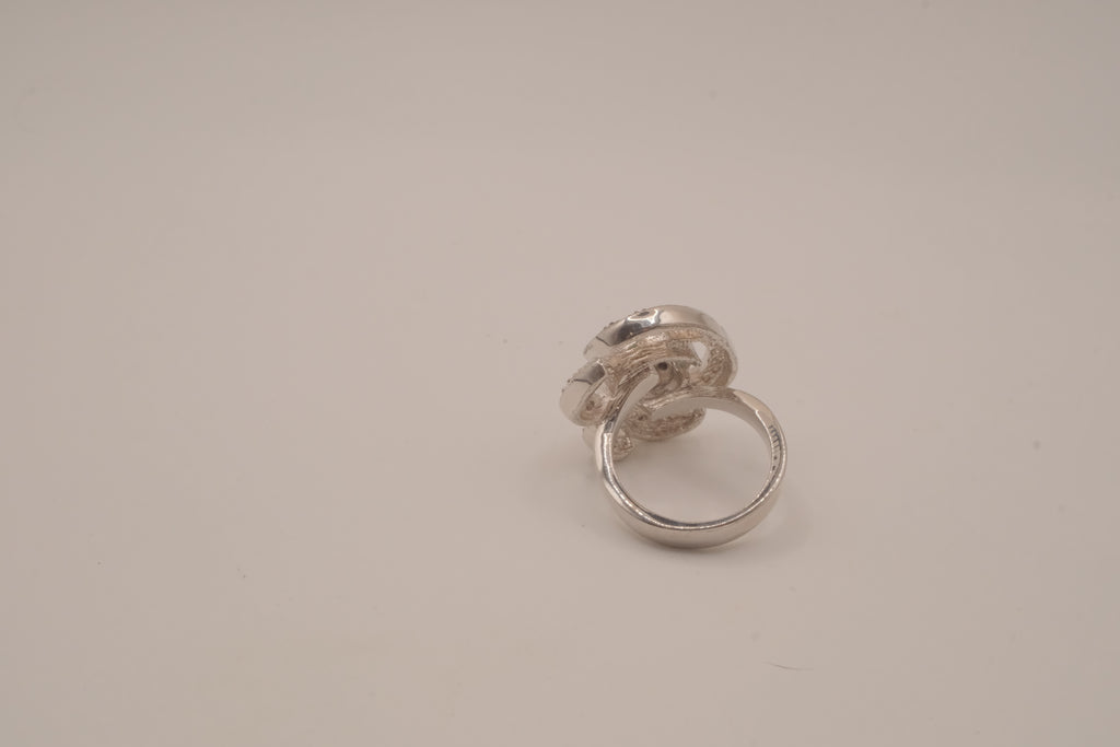 Openwork floral statement ring