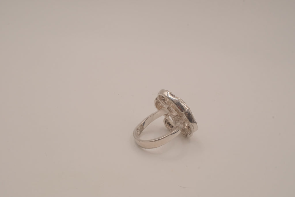 Openwork floral statement ring