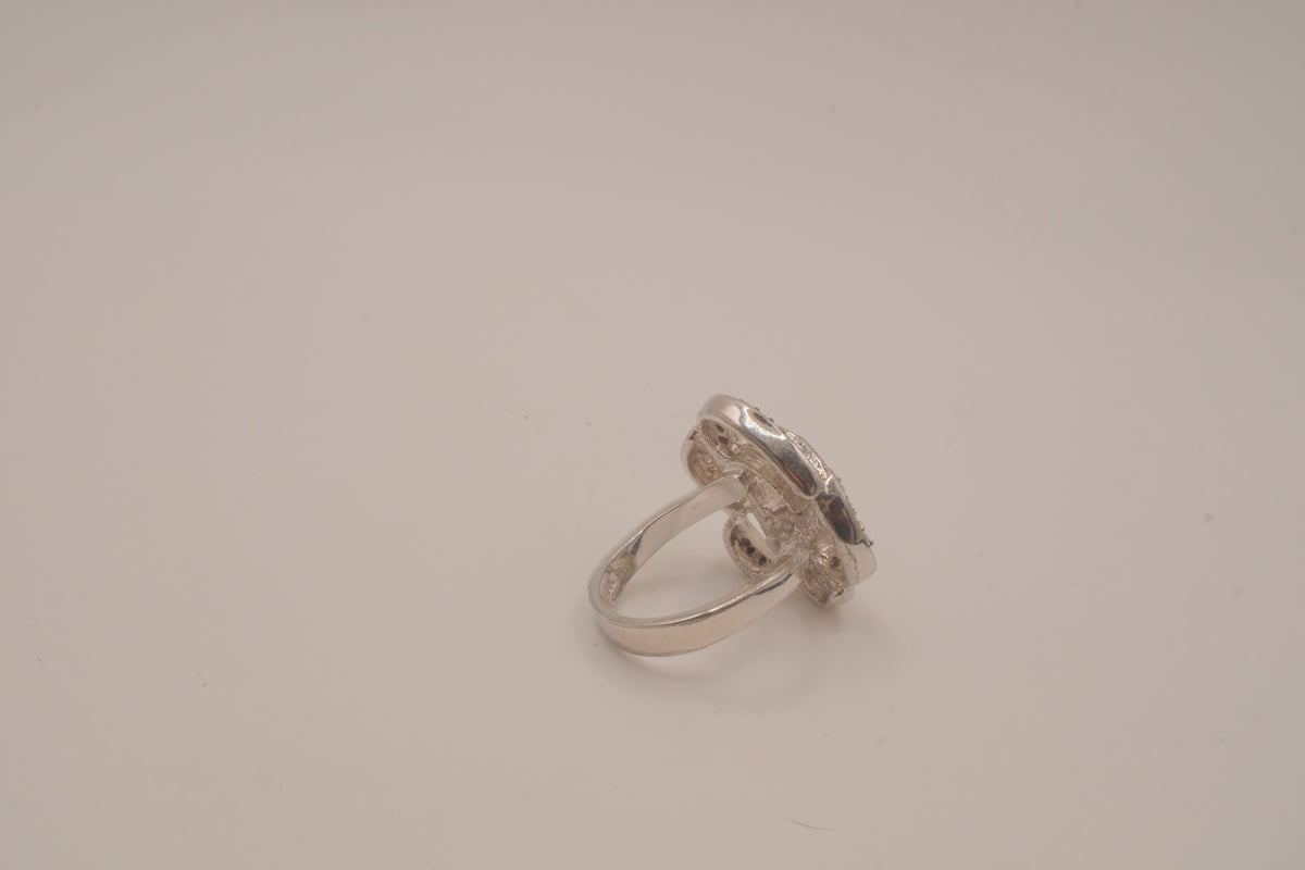 Openwork floral statement ring