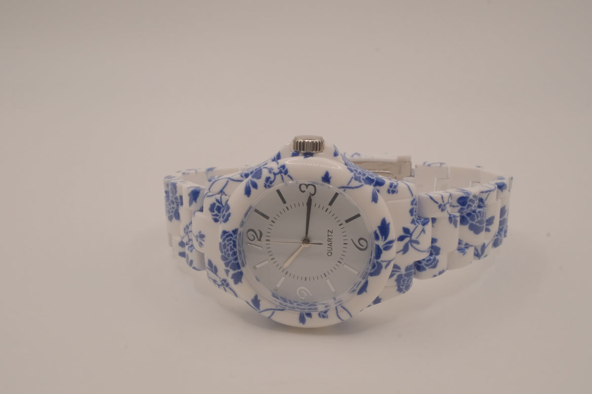 Avon Blue and White Floral Watch