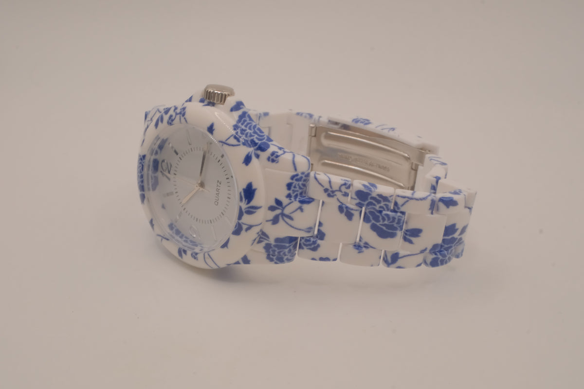 Avon Blue and White Floral Watch