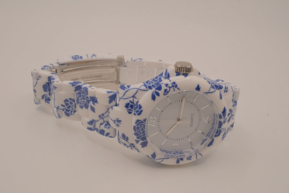 Avon Blue and White Floral Watch