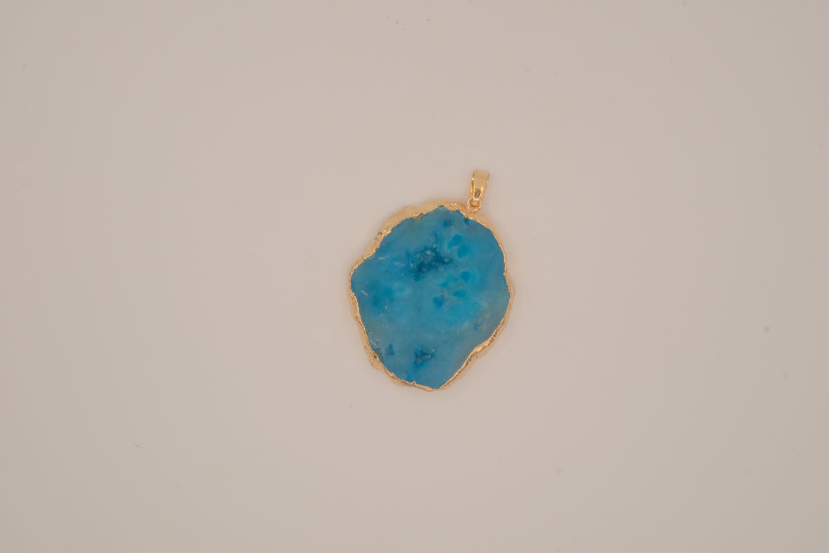 Blue agate geode slice pendant&nbsp;