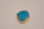 Blue agate geode slice pendant&nbsp;