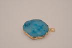 Blue agate geode slice pendant&nbsp;