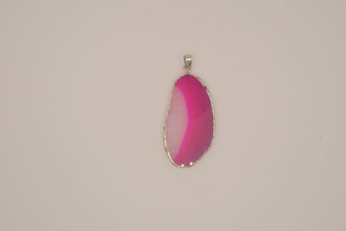 Pink agate slice pendant