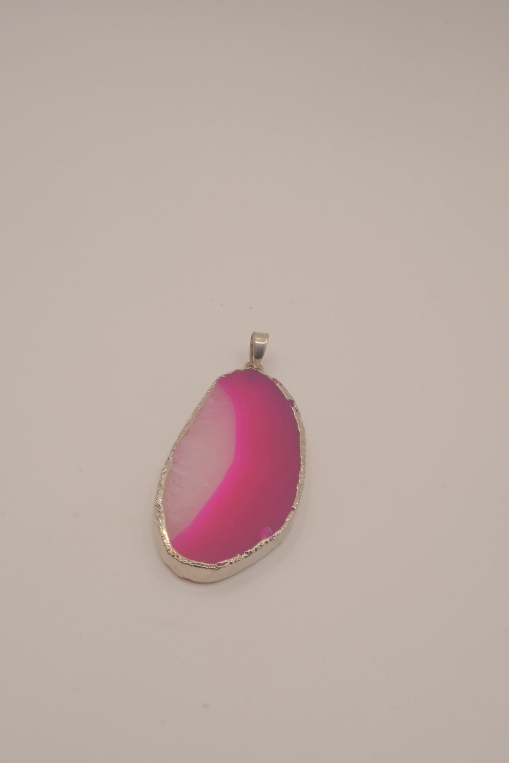 Pink agate slice pendant