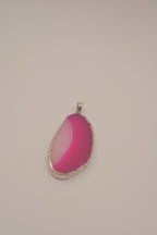 Pink agate slice pendant