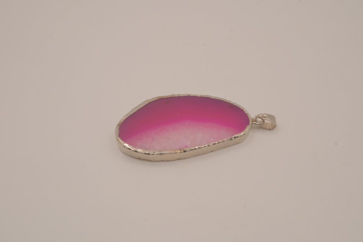 Pink agate slice pendant