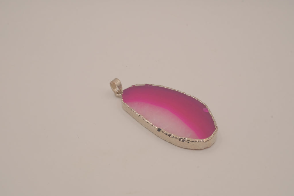 Pink agate slice pendant