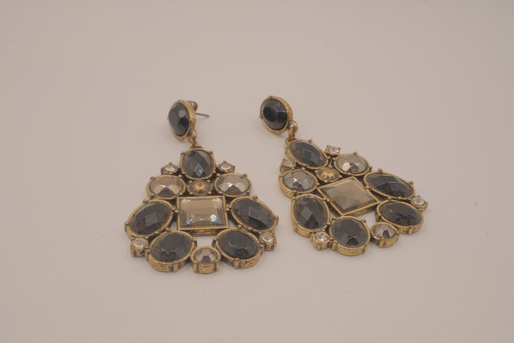 Vintage Avon "Faceted Jet Drop" chandelier earrings