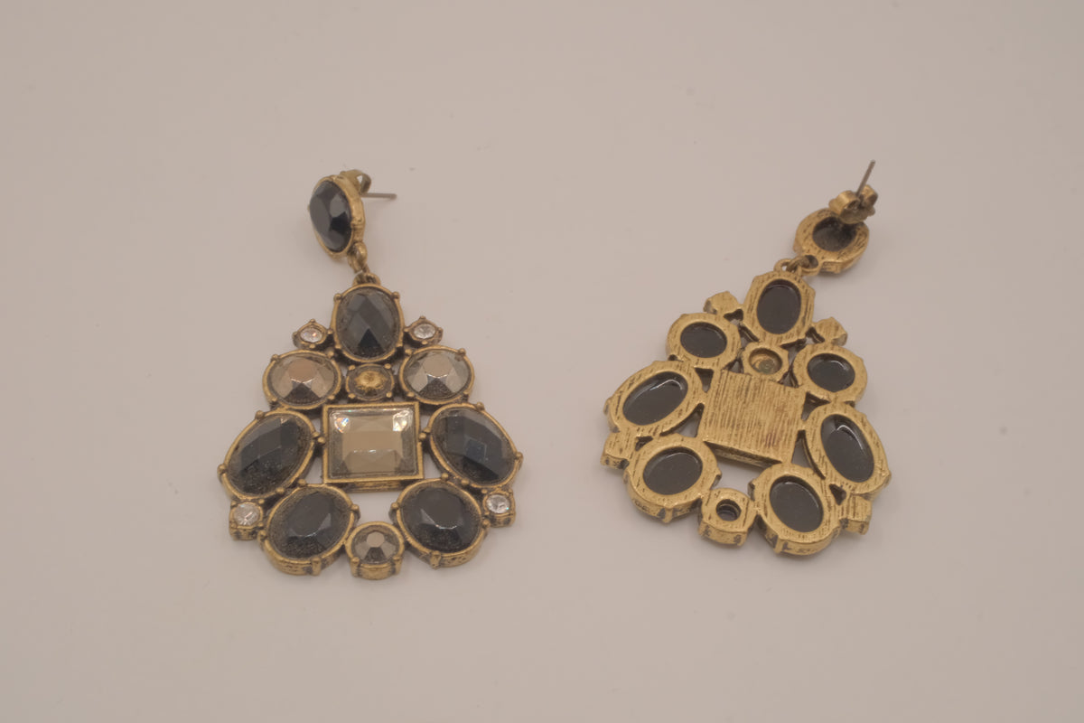 Vintage Avon "Faceted Jet Drop" chandelier earrings