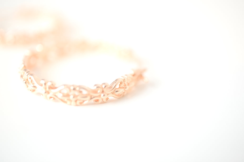 Rose gold filigree hoop earrings