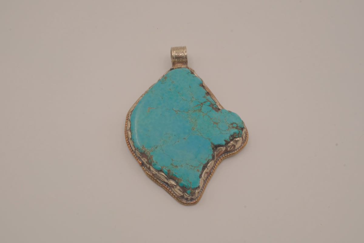 Large natural turquoise statement pendant