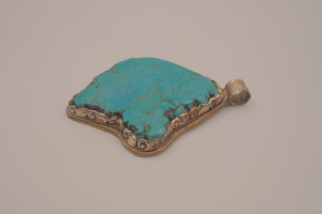 Large natural turquoise statement pendant