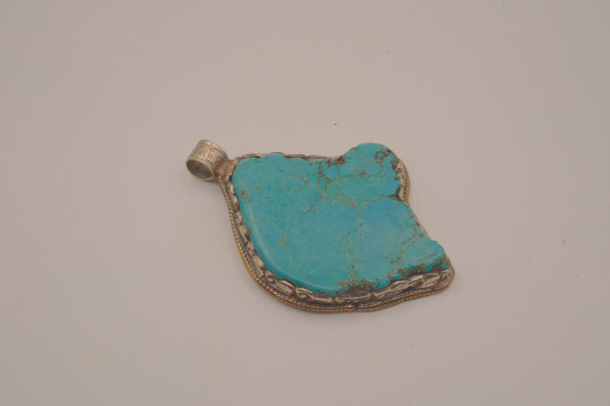 Large natural turquoise statement pendant