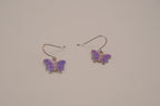 Vintage Avon purple enamel butterfly dangle earrings