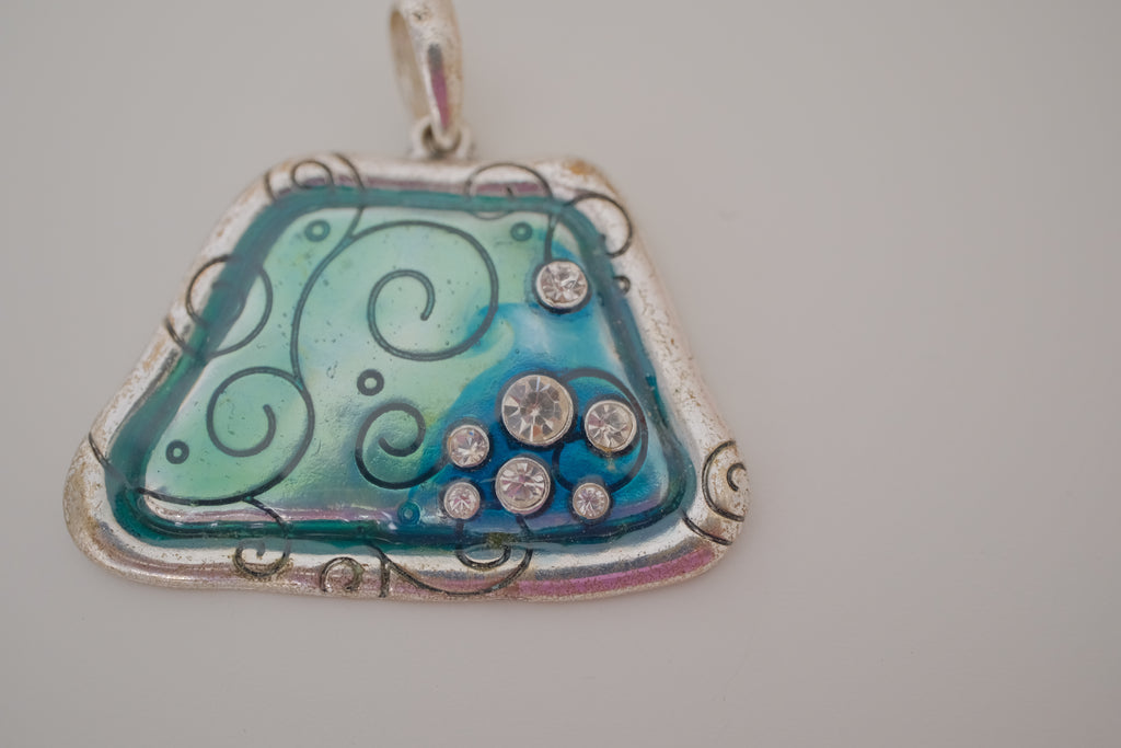 Vintage bohemian-style enamel statement pendant