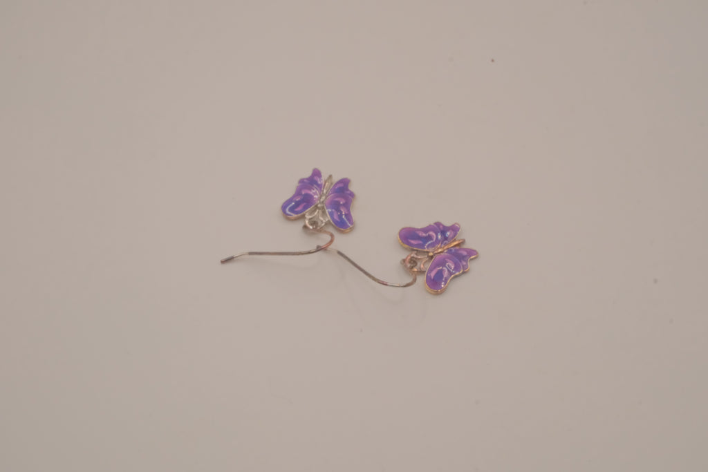 Vintage Avon purple enamel butterfly dangle earrings
