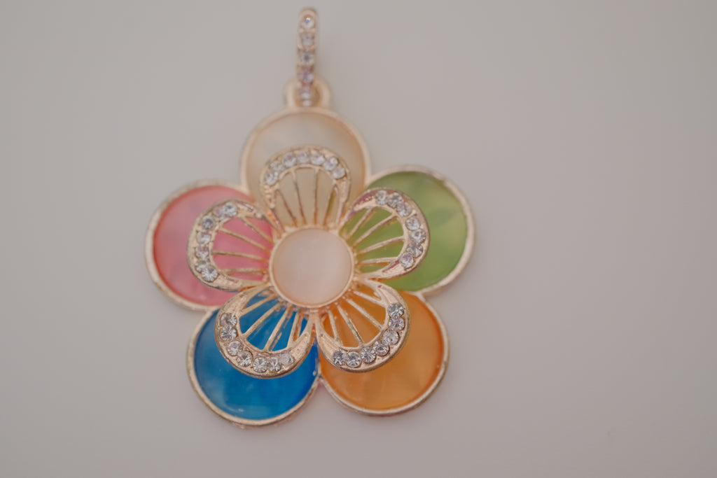 Vintage bohemian-style enamel statement pendant