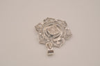 Ornate silver lotus flower mandala pendant