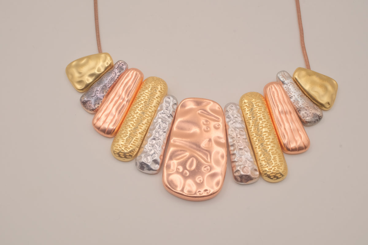 "Untamed" multi-color mixed-metal statement necklace