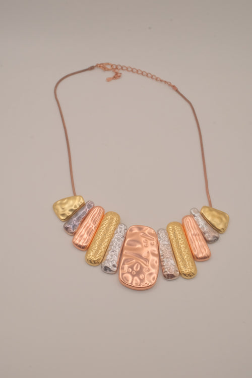"Untamed" multi-color mixed-metal statement necklace