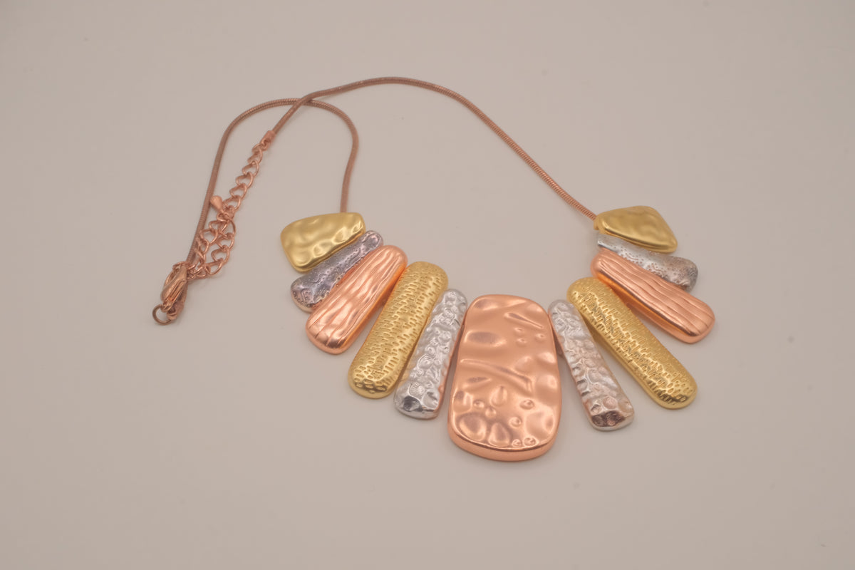 "Untamed" multi-color mixed-metal statement necklace
