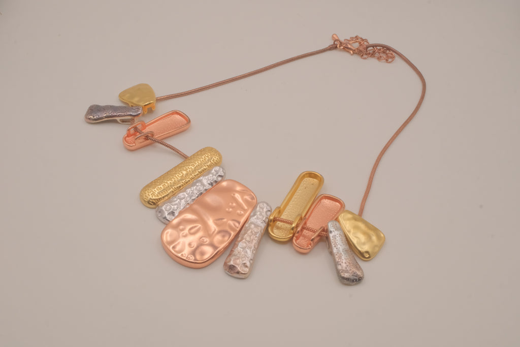"Untamed" multi-color mixed-metal statement necklace