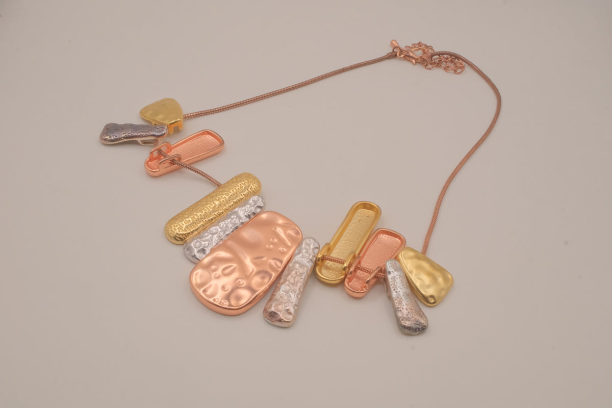 "Untamed" multi-color mixed-metal statement necklace