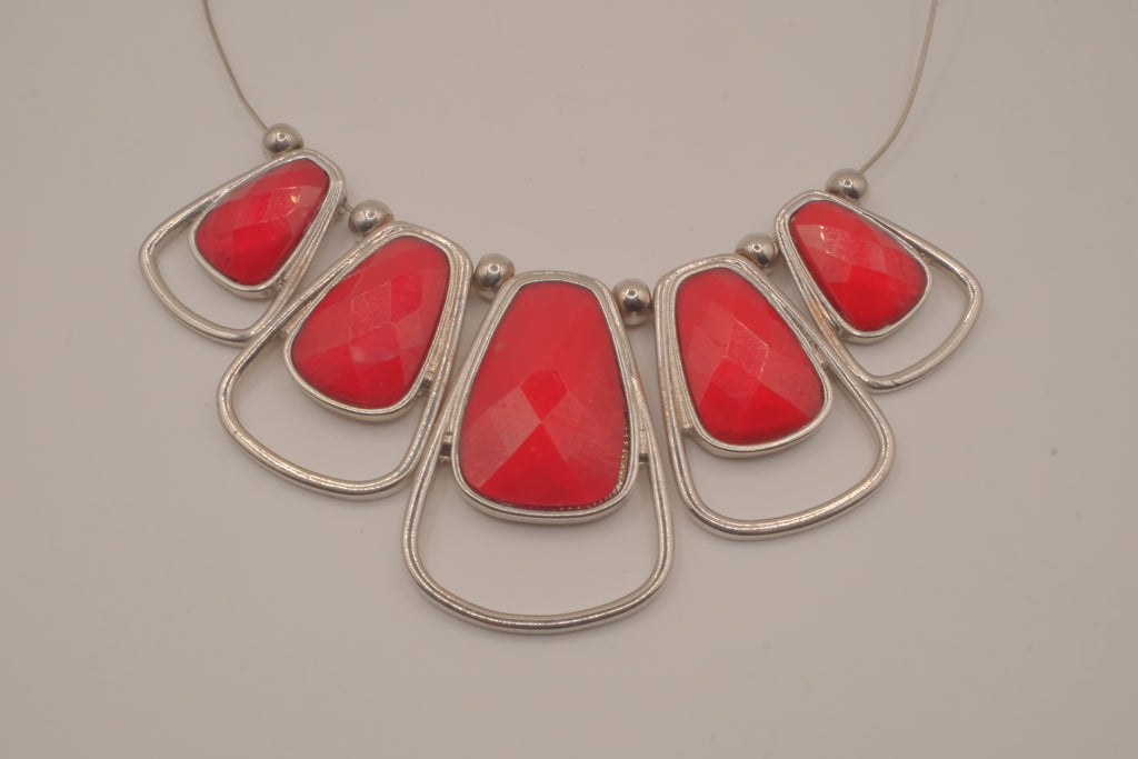 Silver-tone statement bib necklace