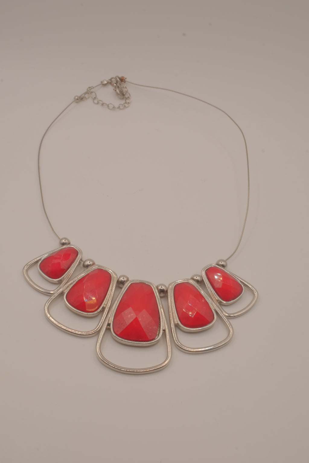 Silver-tone statement bib necklace