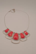 Silver-tone statement bib necklace
