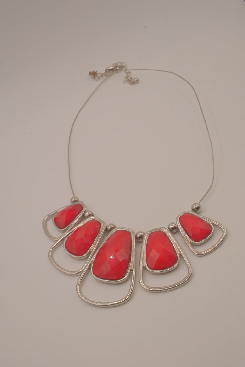 Silver-tone statement bib necklace