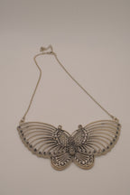 Silver-tone butterfly bib necklace