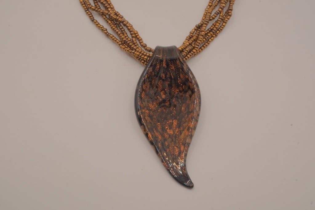 Vintage Handblown Murano pendant with beaded necklace&nbsp;