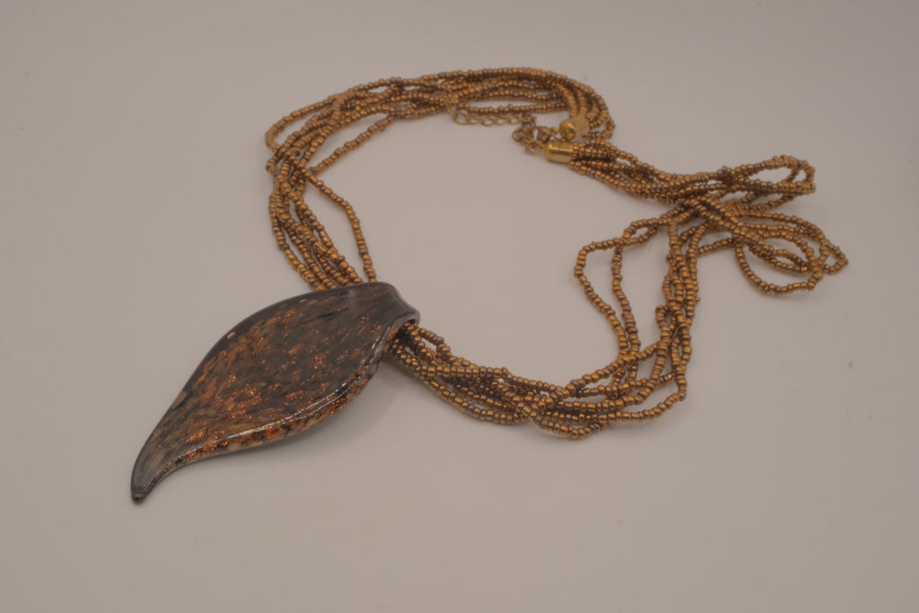 Vintage Handblown Murano pendant with beaded necklace&nbsp;