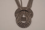 Vintage multi-strand gunmetal mesh statement knot necklace