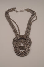 Vintage multi-strand gunmetal mesh statement knot necklace