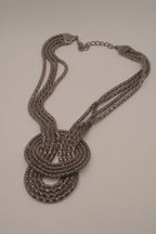Vintage multi-strand gunmetal mesh statement knot necklace