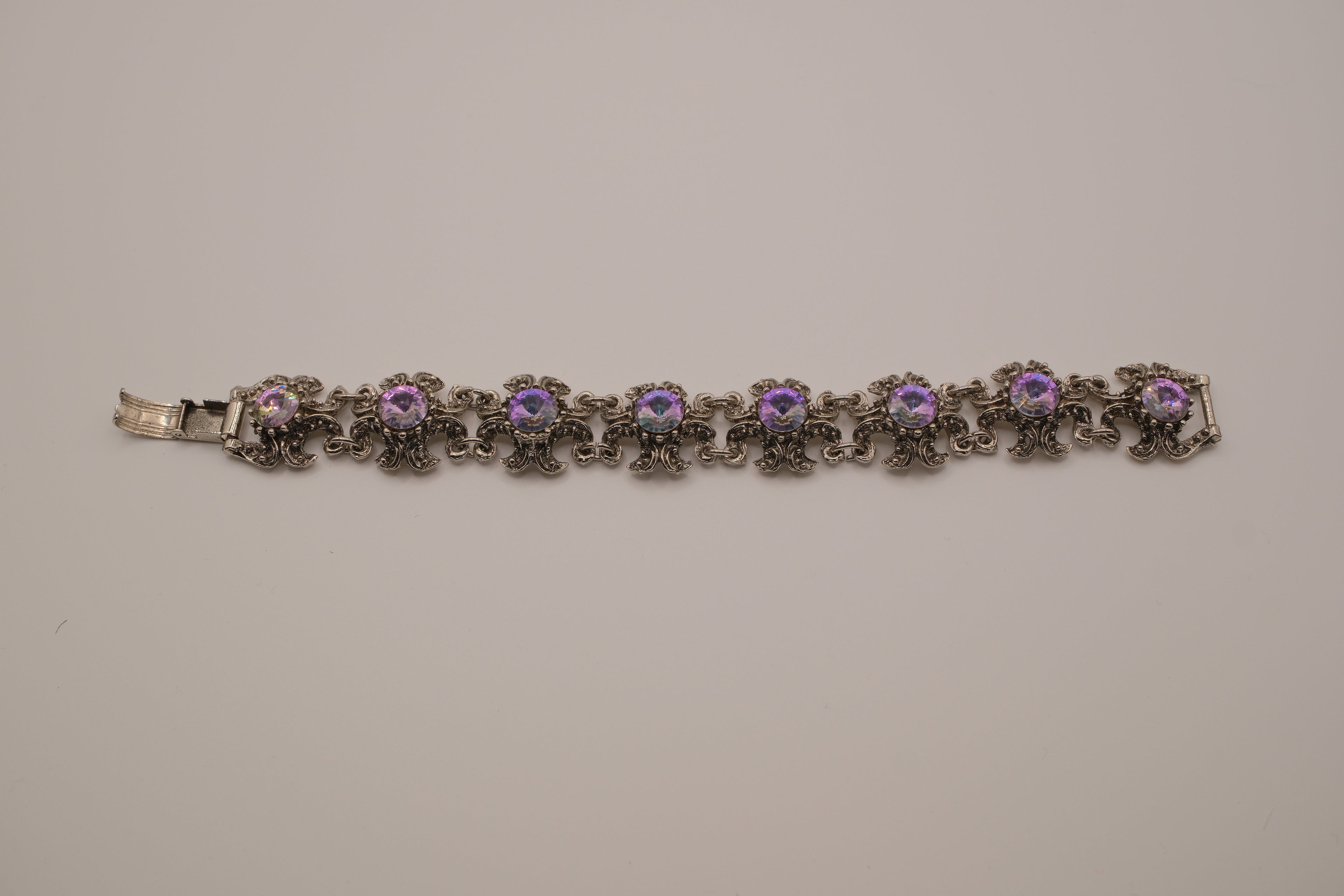 Vintage Purple stone linked panel bracelet