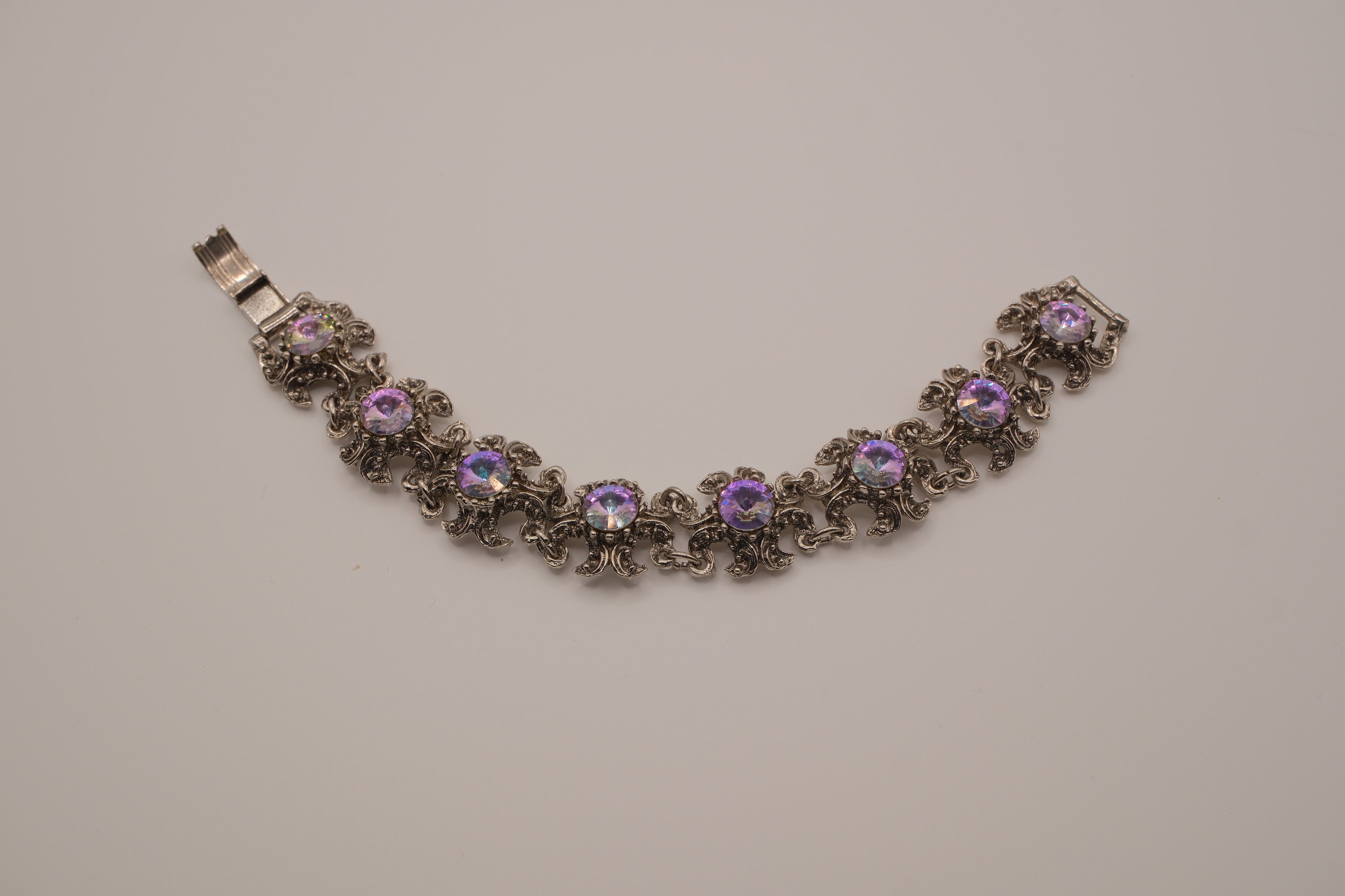 Vintage Purple stone linked panel bracelet