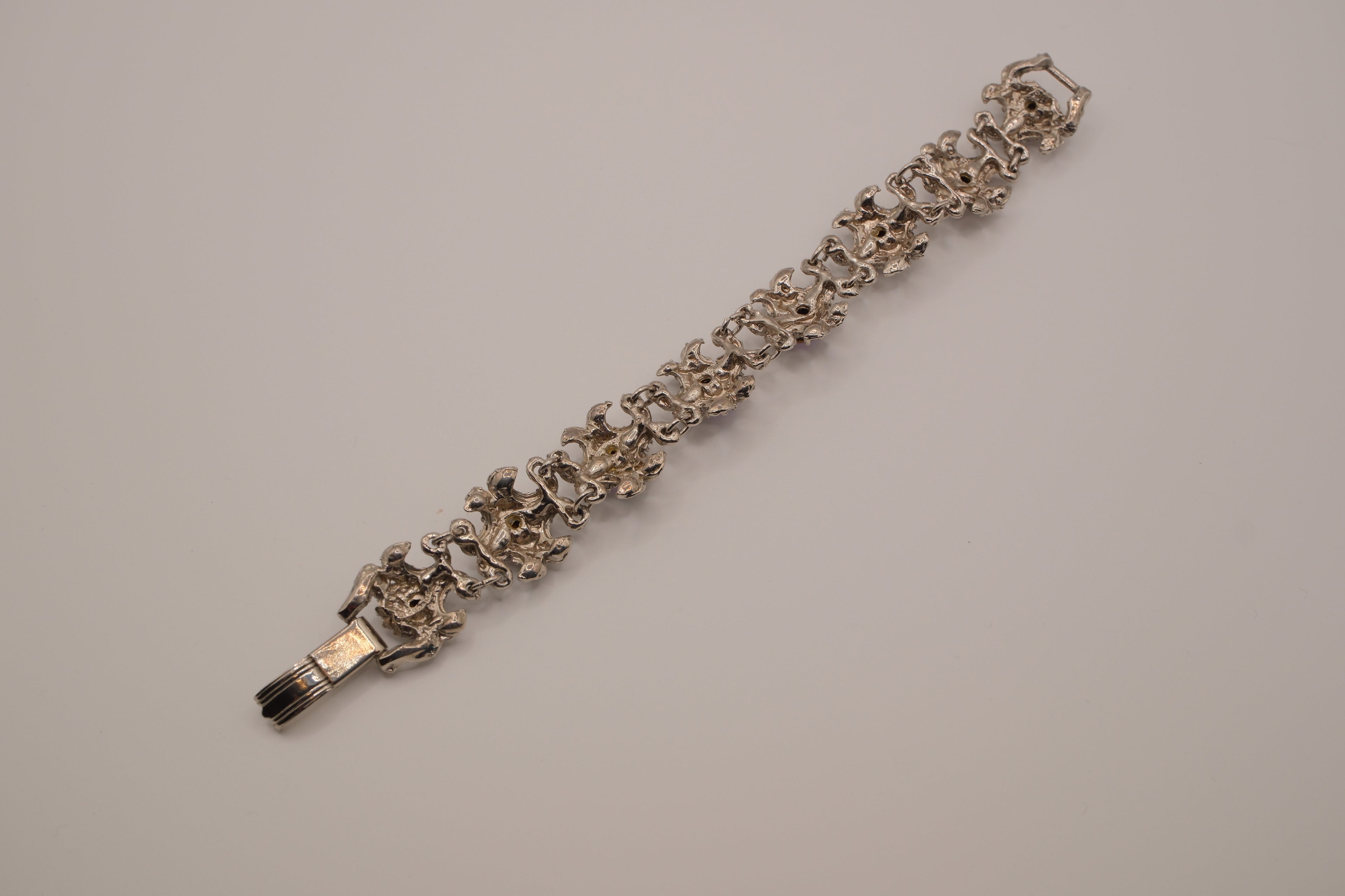 Vintage Purple stone linked panel bracelet