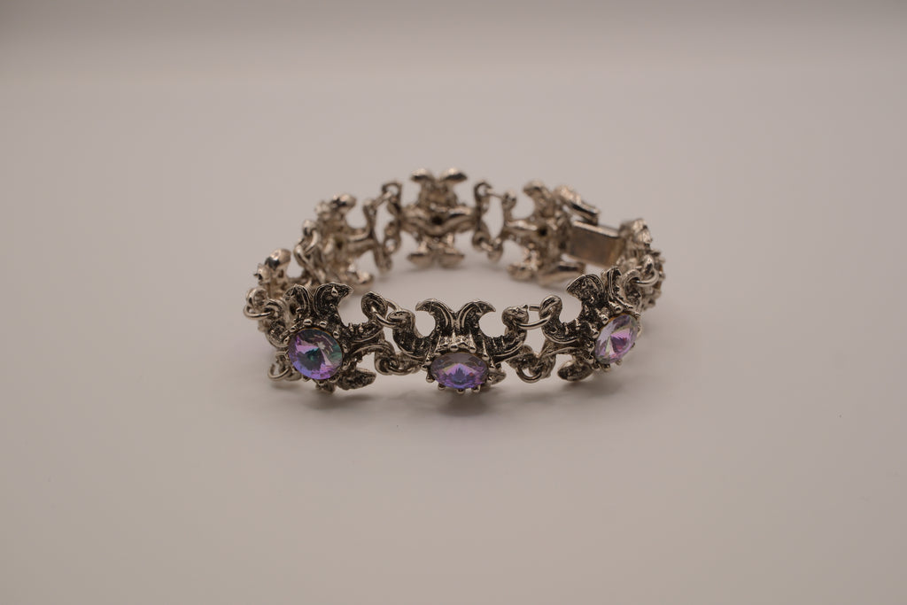 Vintage Purple stone linked panel bracelet